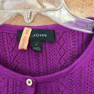 St. John Sweaters - St. John P Purple Knit 3/4 Sleeve Cardigan EUC St. John Sweaters - St. John P Purple Knit 3/4 Sleeve Cardigan EUC